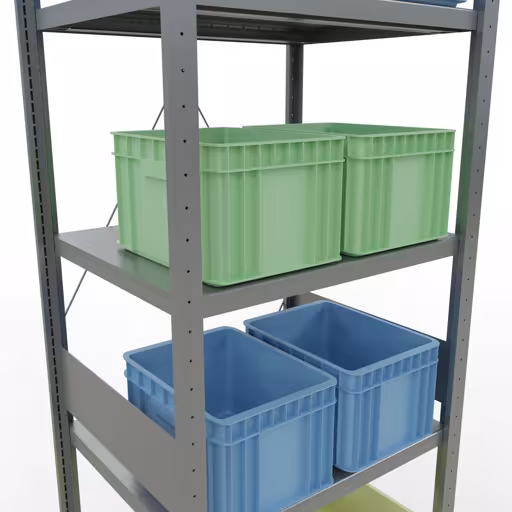 Figuur nr. 12 van het artikel basisplank, legbord, insteeksysteem MULTIplus250, 3000 x 750 x 600 mm, 7 legborden, kruisschoor, verzinkt uit de insteeksysteem productgroep van Schulte Lagertechnik.
