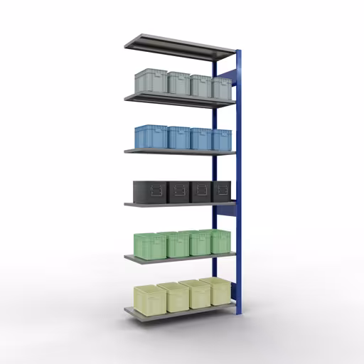 Figuur nr. 15 van het artikel aanbouwrekken, legbordstellingen, insteeksysteem MULTIplus85, 2500 x 1000 x 400 mm, 6 legborden, RAL 5010 gentiaanblauw uit de productgroep insteeksysteem van het merk Schulte Lagertechnik.