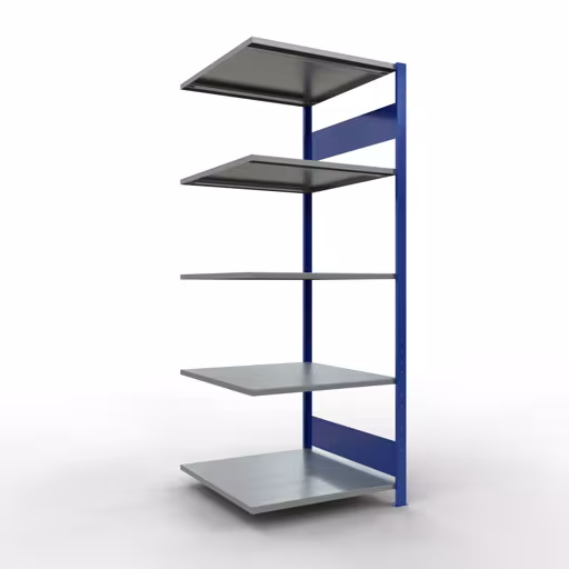 Aanbouwrekken, legbordstellingen, insteeksysteem MULTIplus150, 2000 x 750 x 800 mm, 5 legborden, RAL 5010 gentiaanblauw/verzinkt/verzinkt van Schulte Lagertechnik met artikelnr. 12785-75-LR-B