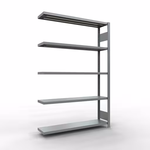 Aanbouwrekken, rekken, insteeksysteem MULTIplus250, 2000 x 1300 x 300 mm (HxBxD), 5 legborden, lengtestangen, verzinkt van Schulte Lagertechnik Aanbouwrekken, legbordstellingen, insteeksysteem MULTIplus250, 2000 x 1300 x 300 mm (HxBxD), 5 legborden, lengtestangen, verzinkt, aanbouwplank, art.nr. 12935-130-LR