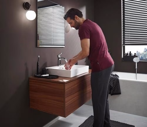 Hansgrohe METRIS 110 ééngreeps wastafelmengkraan, nominale breedte 15 ComfortZone 110 met verzinkbare afvoer G 1 1/4 inch chroom