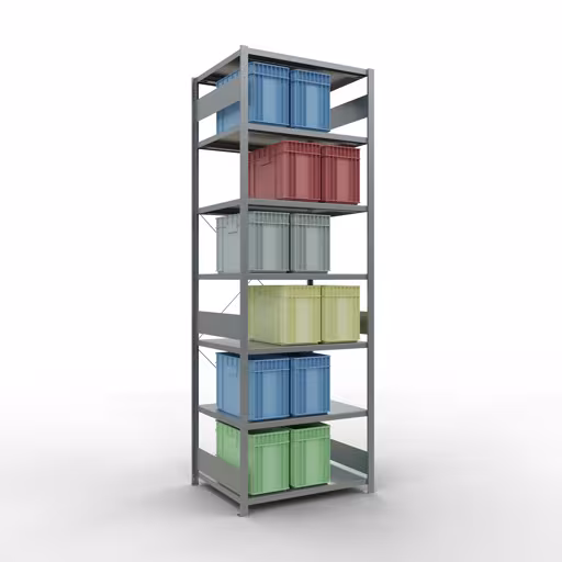 Figuur nr. 15 van het artikel basisrek, legplank, insteeksysteem MULTIplus330, 3000 x 1000 x 800 mm, 7 legborden, kruisschoor, verzinkt uit de insteeksysteem productgroep van Schulte Lagertechnik.