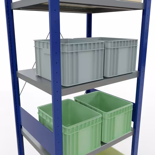 Productafbeelding nr. 14 van het artikel basisplank, legbord, insteeksysteem MULTIplus250, 3000 x 750 x 600 mm (HxBxD), 7 legborden, kruisschoor, RAL 5010 gentiaanblauw/verzinkt/verzinkt Figuur nr. 14 van het artikel basisplank, legbord, insteeksysteem MULTIplus250, 3000 x 750 x 600 mm, 7 legborden, kruisschoor, RAL 5010 gentiaanblauw/verzinkt/verzinkt uit de productgroep insteeksysteem van Schulte Lagertechnik.