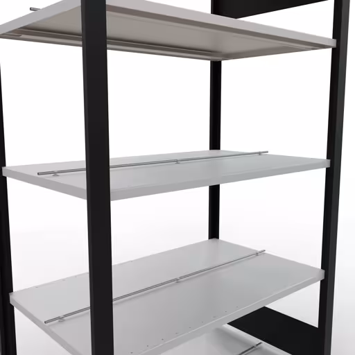 Basisstelling, kantoorstelling, insteeksysteem MULTIplus150, 1800 x 1000 x 600 mm, 5 planken, lengtestangen, met middenaanslag, zwart/lichtgrijs van Schulte Lagertechnik uit de categorie kantoorrekken