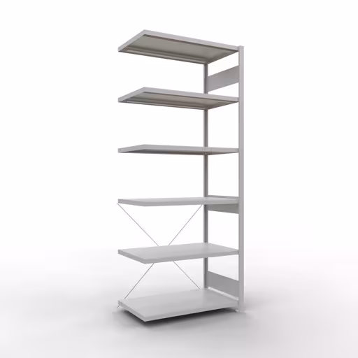 Afbeelding nr. 11 van het artikel aanbouwrekken, stellingrekken, insteeksysteem MULTIplus330, 2500 x 1000 x 600 mm (HxBxD), 6 legborden, kruisschoor, RAL 7035 lichtgrijs uit de productgroep insteeksysteem van het merk Schulte Lagertechnik