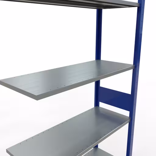 Aanbouwrekken, legbordstellingen, insteeksysteem MULTIplus150, 3000 x 1000 x 400 mm, 7 legborden, lengtestangen, RAL 5010 gentiaanblauw/verzinkt van Schulte Lagertechnik met artikelnr. 12747-LR-B