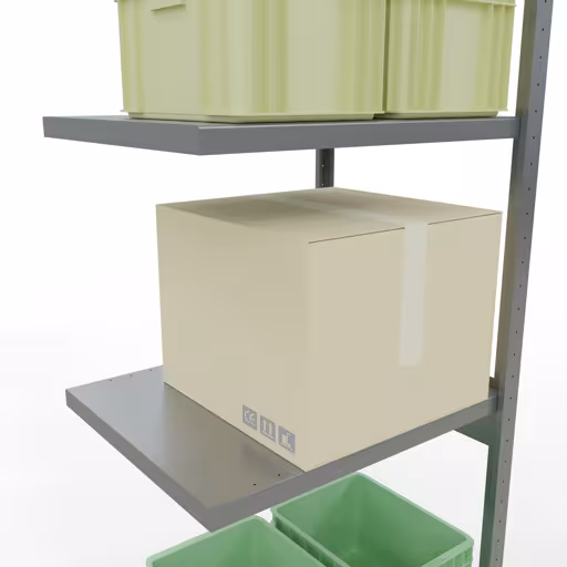 Figuur nr. 9 van het artikel aanbouwrekken, legbordstellingen, insteeksysteem MULTIplus250, 3000 x 750 x 600 mm, 7 legborden, verzinkt uit de productgroep insteeksysteem van het merk Schulte Lagertechnik.