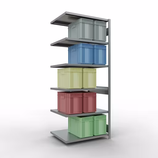 Figuur nr. 9 van het artikel aanbouwrekken, legbordstellingen, insteeksysteem MULTIplus250, 2500 x 1000 x 800 mm (HxBxD), 6 legborden, verzinkt uit de productgroep insteeksysteem van het merk Schulte Lagertechnik.