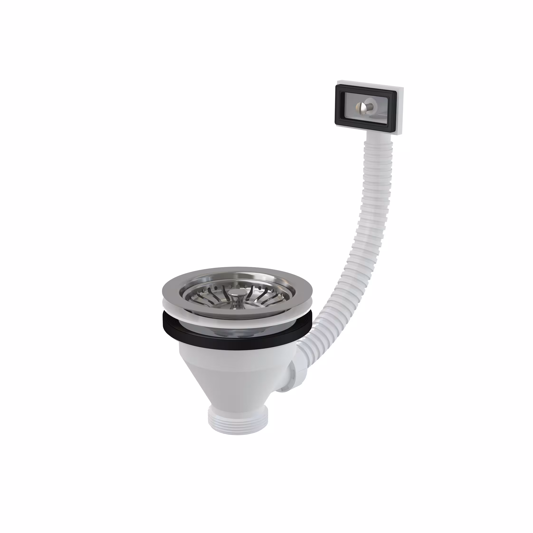 Gootsteenafvoergarnituur 1,5'' aftapkraan 90 mm met RVS zeef met overloop uit de categorie sifons/aftapkranen/slangen met de GTIN 8594045936292 Aftapkranen voor spoelbakken van het merk AlcaPlast uit de categorie sifons/aftapkranen/slangen