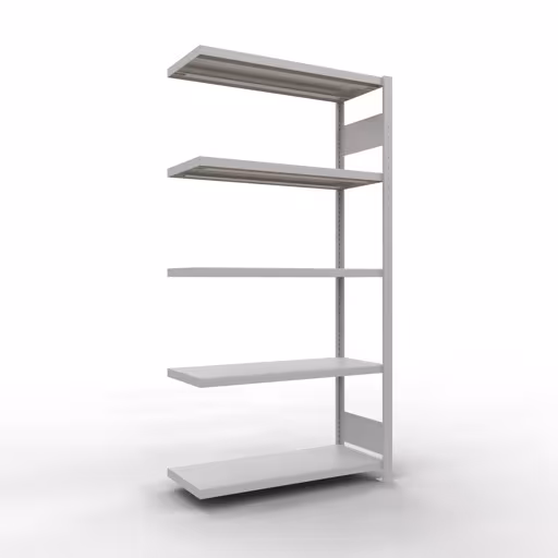 Figuur nr. 14 van het artikel aanbouwrekken, legbordstellingen, insteeksysteem MULTIplus250, 2000 x 1000 x 400 mm, 5 legborden, lengtestangen, RAL 7035 lichtgrijs uit de insteeksysteem productgroep van Schulte Lagertechnik.
