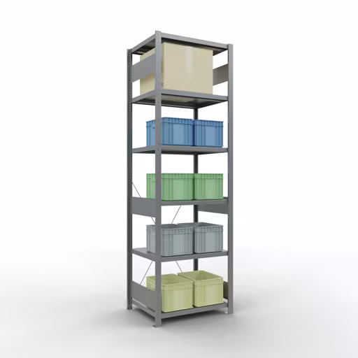 Figuur nr. 8 van het artikel basisrek, legbord, insteeksysteem MULTIplus250, 2500 x 750 x 600 mm (HxBxD), 6 legborden, kruisschoor, verzinkt uit de productgroep insteeksysteem van het merk Schulte Lagertechnik.