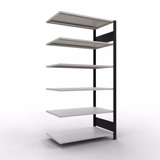Figuur nr. 13 van het artikel, kantoorrek, insteeksysteem MULTIplus150, 2000 x 1000 x 600 mm, 6 planken, zonder middenaanslag, zwart/lichtgrijs uit de productgroep kantoorrekken van Schulte Lagertechnik.