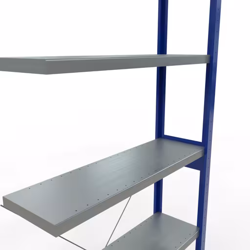Aanbouwrekken, rekken, insteeksysteem MULTIplus250, 2500 x 1000 x 300 mm, 6 legborden, kruisschoor, RAL 5010 gentiaanblauw/verzinkt van Schulte Lagertechnik met artikelnr. 12936-B
