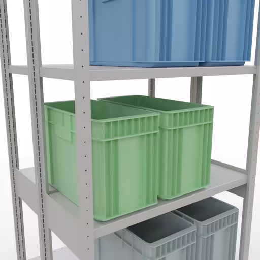 Basisplank, dubbele plank, plankinsteeksysteem MULTIplus250, 3000 x 1000 x (2x400) mm, 2x7 planken, lengtestangen, RAL 7035 lichtgrijs van Schulte Lagertechnik met artikelnr. 33242