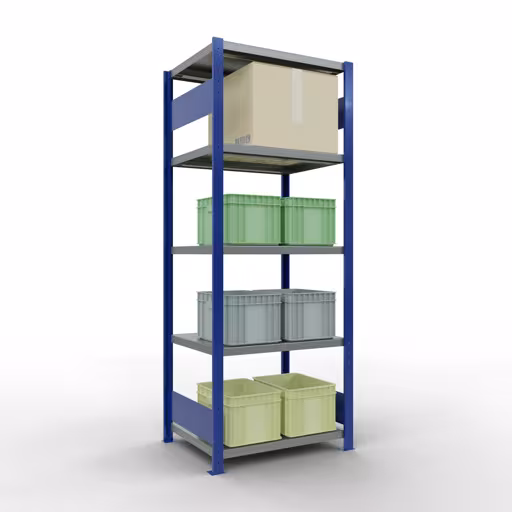 Productafbeelding nr. 15 van het artikel basisplank, legbord, insteeksysteem MULTIplus250, 2000 x 750 x 600 mm (HxBxD), 5 legborden, lengtebalk, RAL 5010 gentiaanblauw/verzinkt/verzinkt Figuur nr. 15 van het artikel basisrek, legbord, insteeksysteem MULTIplus250, 2000 x 750 x 600 mm, 5 legborden, lengtestangen, RAL 5010 gentiaanblauw/verzinkt/verzinkt uit de insteeksysteem productgroep van Schulte Lagertechnik.