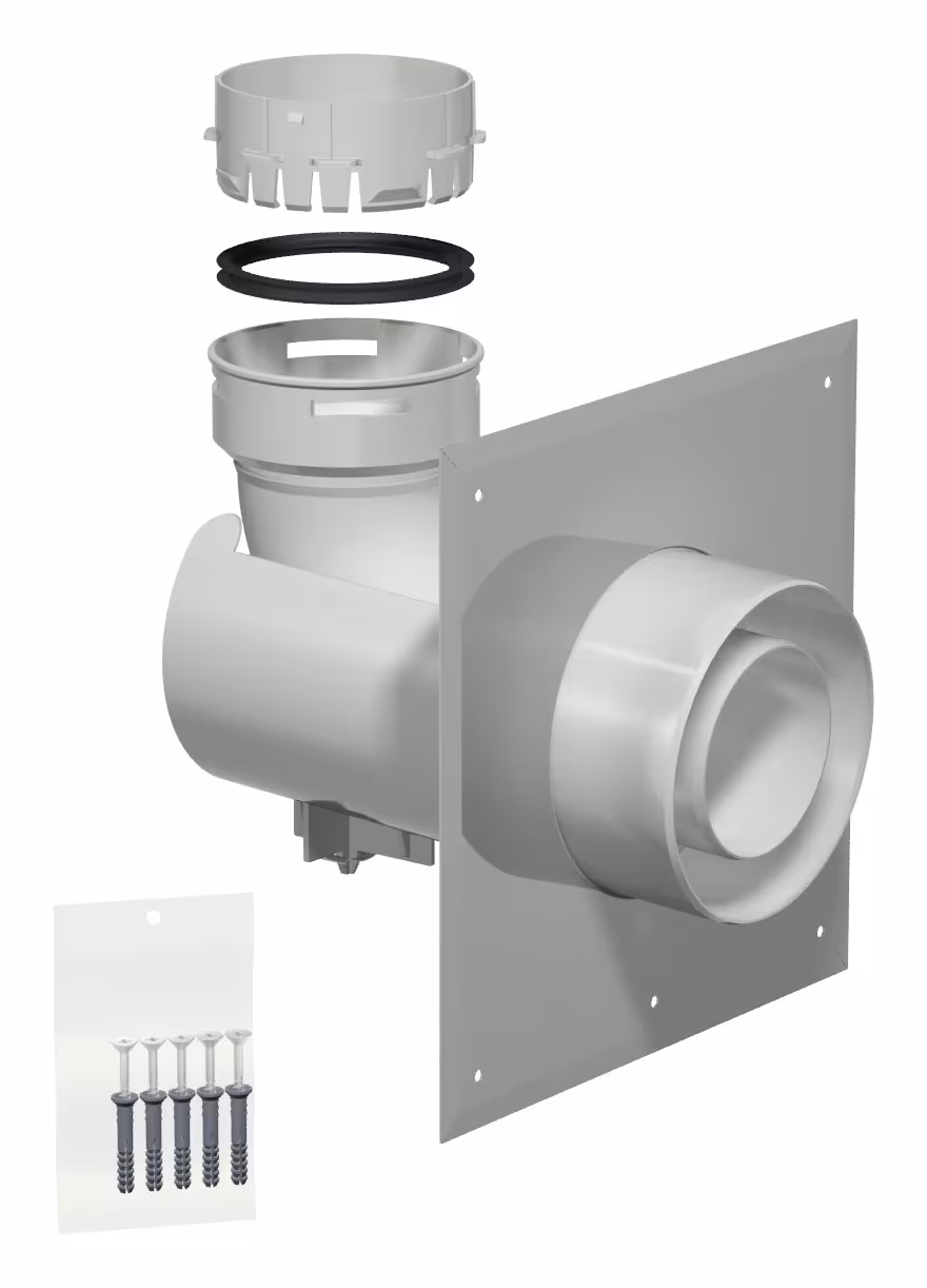 AZ steunboog Flex D 80 / 125 87° met afdekking van Skoberne AZ steunbocht Flex D 80 / 125 87° met afdekking uit de categorie kunststof uitlaatsysteem met art.nr. 625013