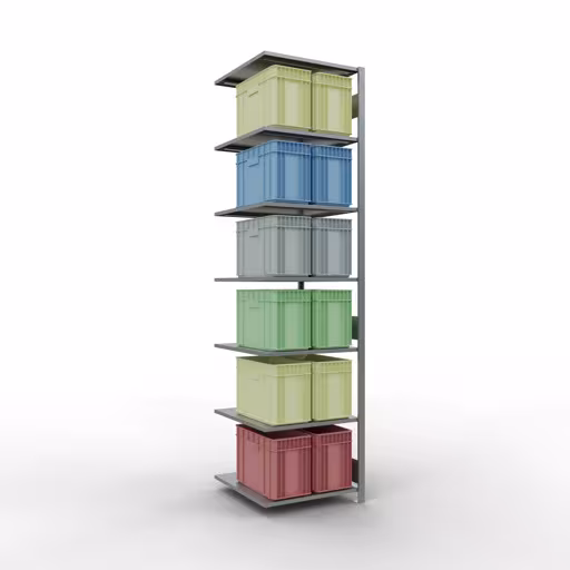 Aanbouwrekken, rekken, insteeksysteem MULTIplus150, 3000 x 750 x 800 mm, 7 legborden, lengtestangen, verzinkt van Schulte Lagertechnik uit het assortiment insteeksysteem