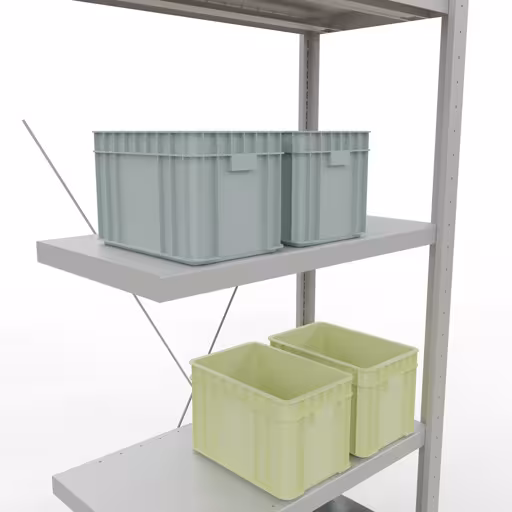 Figuur nr. 11 van het artikel aanbouwrekken, legbordstellingen, insteeksysteem MULTIplus250, 2000 x 750 x 400 mm, 5 legborden, kruisschoor, RAL 7035 lichtgrijs uit de insteeksysteem productgroep van Schulte Lagertechnik.