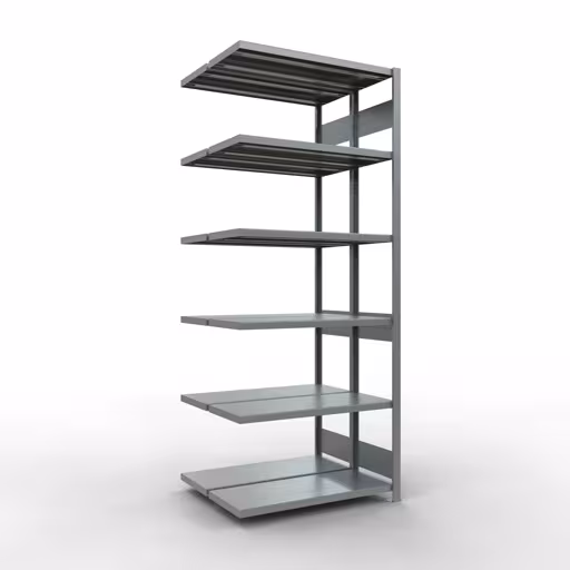 Aanbouwrekken, dubbele rekken, stellingsysteem MULTIplus250, 2500 x 1000 x (2x400) mm (HxBxD), 2x6 planken, lengtestangen, verzinkt van Schulte Lagertechnik Aanbouwrekken, dubbele rekken, stellingsysteem MULTIplus250, 2500 x 1000 x (2x400) mm (HxBxD), 2x6 planken, lengtestangen, verzinkt, dubbele planken, art.nr. 17946