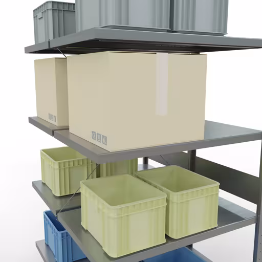 Productafbeelding nr. 7 van het artikel aanbouwplank, dubbele plank, stellingsysteem MULTIplus250, 3000 x 1000 x (2x600) mm, 2x7 planken, kruisschoor, verzinkt uit het assortiment stellingrekken van het merk Schulte Lagertechnik