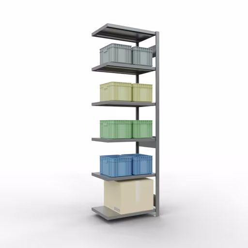 Productafbeelding nr. 15 van het artikel Aanbouwstelling, stellingsysteem MULTIplus250, 2500x750x500 mm (HxBxD), 6 legborden, lengtestangen, verzinkt Afbeelding nr. 15 van het artikel aanbouwrekken, legbordstellingen, insteeksysteem MULTIplus250, 2500 x 750 x 500 mm, 6 legborden, lengtestangen, verzinkt uit de insteeksysteem productgroep van Schulte Lagertechnik