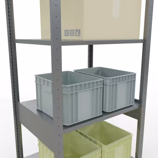 Extra afbeelding van het artikel Basisplank, legbord, insteeksysteem MULTIplus150, 2500 x 750 x 600 mm (HxBxD), 6 legborden, lengtestangen, verzinkt Extra afbeelding van het artikel basisplank, legplank, insteeksysteem MULTIplus150, 2500 x 750 x 600 mm, 6 legborden, verzinkt vanaf basisplank