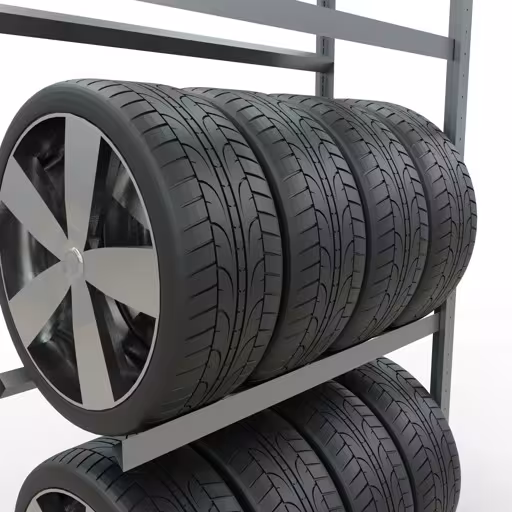 Extra afbeelding bij het artikel Aanbouwrek, wielen-/bandenrek, 2000 x 1000 x 400 mm, verzinkt, 3 opbergniveaus met 150 kg vakbelasting per niveau uit het auto-onderdelenmagazijn