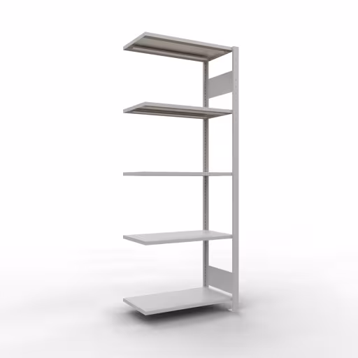 Extra afbeelding van het artikel Aanbouwplank, legplank, insteeksysteem MULTIplus150, 2000 x 750 x 400 mm, 5 legborden, lengtebalk, RAL 7035 lichtgrijs van opzetplank