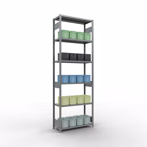 Productafbeelding nr. 7 van het artikel basisplank, legbord, insteeksysteem MULTIplus250, 3000 x 1000 x 400 mm (HxBxD), 7 legborden, lengtestangen, verzinkt Afbeelding nr. 7 van het artikel basisrek, legbord, insteeksysteem MULTIplus250, 3000 x 1000 x 400 mm, 7 legborden, lengtestangen, verzinkt uit de productgroep insteeksysteem van Schulte Lagertechnik