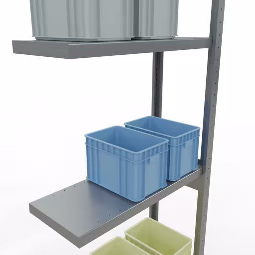 Aanbouwrekken, rekken, insteeksysteem MULTIplus250, 3000 x 750 x 300 mm, 7 legborden, lengtestangen, verzinkt van Schulte Lagertechnik uit het assortiment insteeksysteem