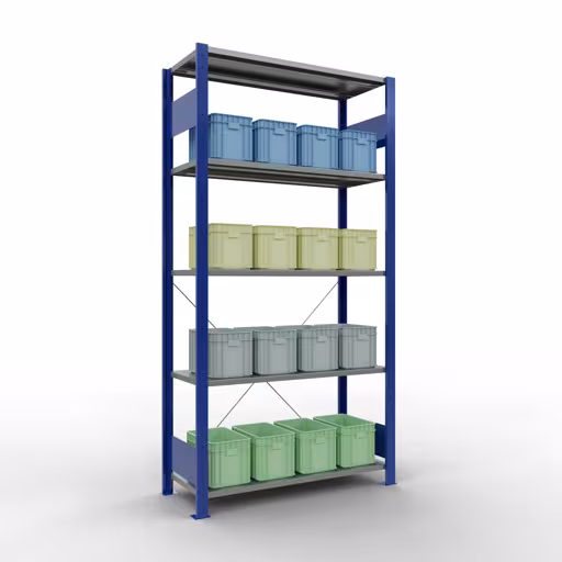 Figuur nr. 16 van het artikel basisrek, legplank-insteeksysteem MULTIplus85, 2000 x 1000 x 400 mm, 5 legborden, RAL 5010 gentiaanblauw uit de productgroep insteeksysteem van het merk Schulte Lagertechnik.
