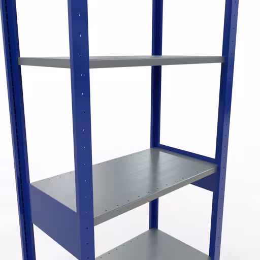 Basisplank, legbord, insteeksysteem MULTIplus150, 2500 x 750 x 400 mm, 6 legborden, lengtestangen, RAL 5010 gentiaanblauw/verzinkt/verzinkt van Schulte Lagertechnik met artikelnr. 12741-75-LR-B