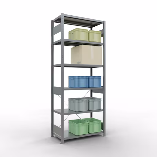 Extra afbeelding van het artikel Basisplank, legplank, insteeksysteem MULTIplus250, 2500 x 1000 x 500 mm, 6 legborden, kruisschoor, verzinkt vanaf basisplank