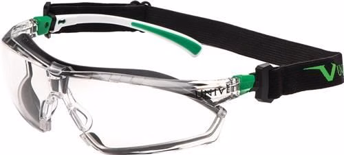 Veiligheidsbril 506 UP Hybrid EN 166, EN 170, wit/groene pootjes, heldere lens, uit de categorie veiligheidsbrillen met artikelnummer 4000370124