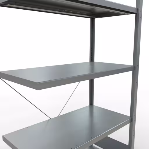 Extra afbeelding van het artikel Aanbouwplank, legbord, insteeksysteem MULTIplus250, 2000 x 1000 x 500 mm, 5 legborden, kruisschoor, verzinkt vanaf opzetplank