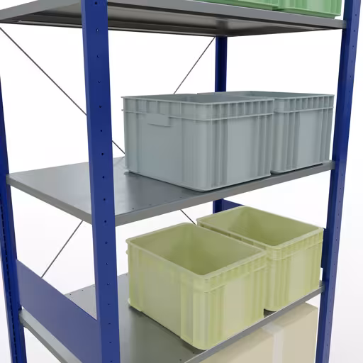 Extra afbeelding van het artikel basisplank, legplank, insteeksysteem MULTIplus150, 3000 x 1000 x 600 mm, 7 legborden, RAL 5010/verzinkt vanaf basisplank