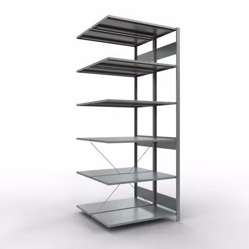 Aanbouwrekken, dubbele rekken, stellingsysteem MULTIplus150, 2500 x 1000 x (2x500) mm (HxBxD), 2x6 planken, kruisschoor, gegalvaniseerd van Schulte Lagertechnik Aanbouwrekken, dubbele rekken, stellingsysteem MULTIplus150, 2500 x 1000 x (2x500) mm (HxBxD), 2x6 legborden, kruisschoor, verzinkt, dubbele legborden, art.nr. 13756