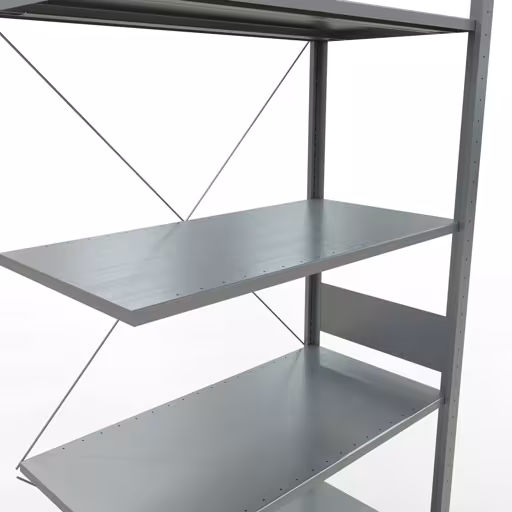 Aanbouwplank, hoekplank (veld C) 3000 x 1000 x 500, 7 planken, kruisschoor, verzinkt uit de categorie hoekplanken met de GTIN 4004514241269 Aanbouwplank, hoekplank (veld C) 3000 x 1000 x 500, 7 planken, kruisschoor, verzinkt van Schulte Lagertechnik uit het assortiment schappenplanken