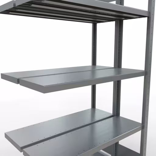 Andere weergave van het artikel Aanbouwrekken, dubbele rekken, rekkensysteem MULTIplus250, 2000 x 1000 x (2x300) mm, 2x5 planken, lengtestangen, verzinkt uit de categorie rekken