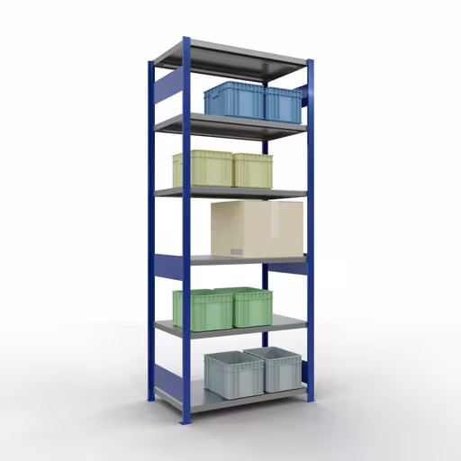 Figuur nr. 8 van het artikel basisrek, legplank-insteeksysteem MULTIplus250, 2500 x 1000 x 600 mm, 6 legborden, RAL 5010 gentiaanblauw/verzinkt uit de productgroep insteeksysteem van het merk Schulte Lagertechnik.