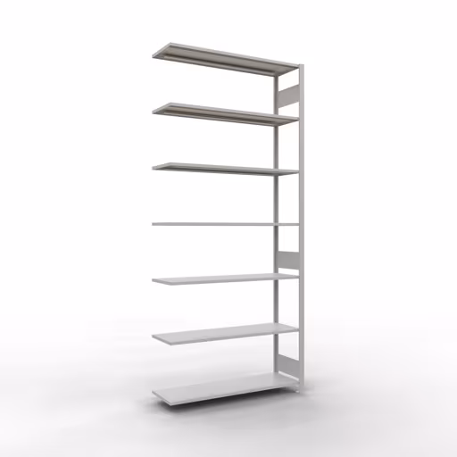Aanbouwrekken, rekken, insteeksysteem MULTIplus150, 3000 x 1300 x 400 mm, 7 legborden, lengtestangen, RAL 7035 lichtgrijs van Schulte Lagertechnik uit de categorie insteeksystemen