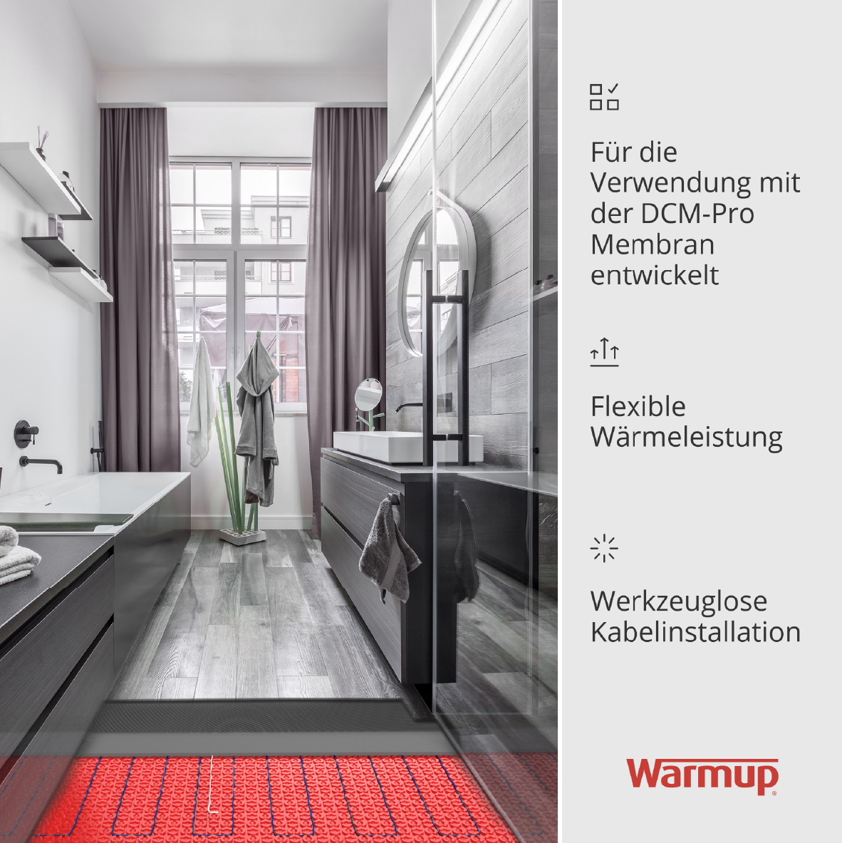 Ohne Text 3820048 Warmup DCM-PRO verwarmingskabel, 150 Watt, 1m², lengte 10,9m