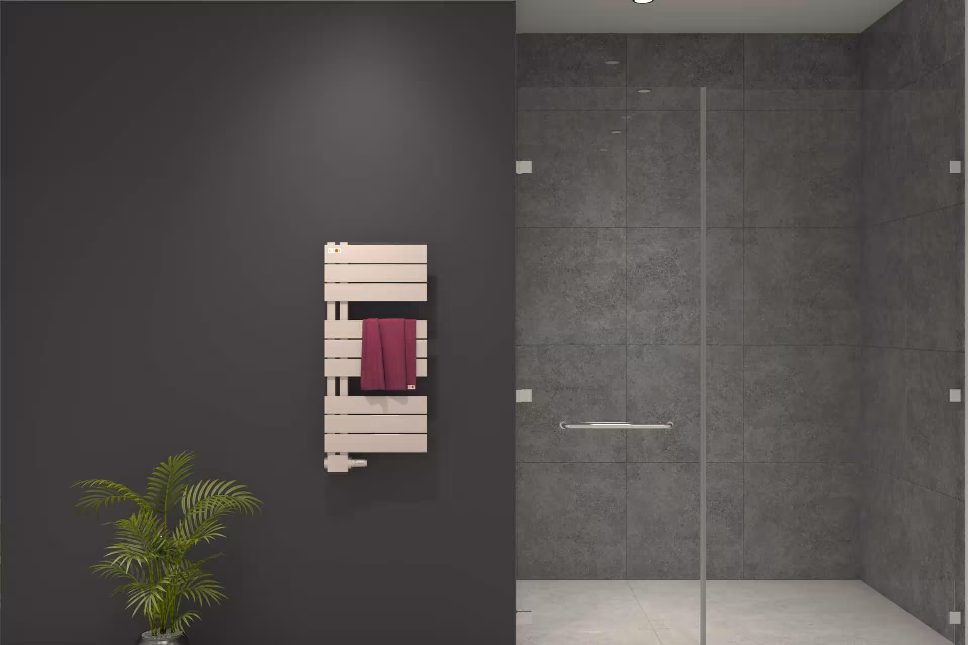 Design badkamerradiator ASK, verkeerswit RAL 9016 matte structuur, 400 x 800 mm van MERT MERT Design badkamerradiator ASK, badkamerradiator, art.nr. 5-ASK-40x080-W-M