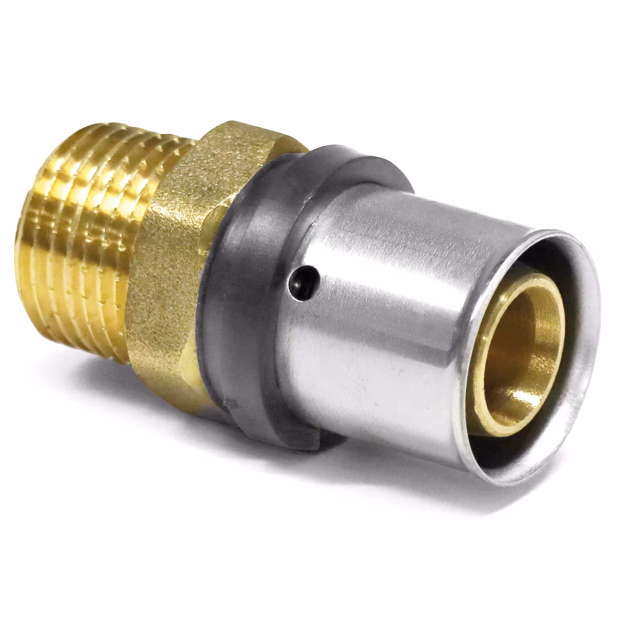 Pipetec persovergang van aluminium composietbuis 16 x 2 mm naar 1/2" buitendraad van Pipetec Persovergang met buitendraad, persfittingen, artikelnr. PFUA1604