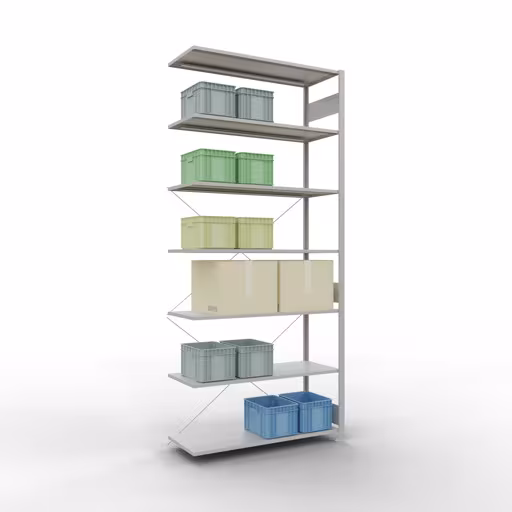 Insteeksysteem opzetplank 3000x1300x500 mm, type 150 kg, lichtgrijs uit de categorie opzetplanken met de GTIN 4004514293145 Insteeksysteem opzetplank 3000x1300x500 mm, type 150 kg, lichtgrijs van Schulte Lagertechnik uit het assortiment insteeksysteem