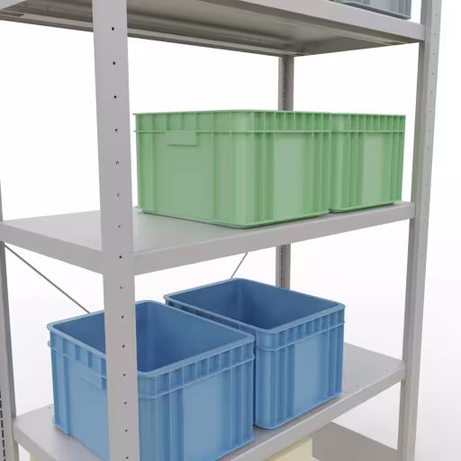 Productafbeelding nr. 15 van het artikel basisplank, plankplank, insteeksysteem MULTIplus330, 2000 x 1000 x 500 mm, 5 planken, kruisschoor, RAL 7035 lichtgrijs Figuur nr. 15 van het artikel basisplank, legbord, insteeksysteem MULTIplus330, 2000 x 1000 x 500 mm, 5 legborden, kruisschoor, RAL 7035 lichtgrijs uit de productgroep insteeksysteem van Schulte Lagertechnik.