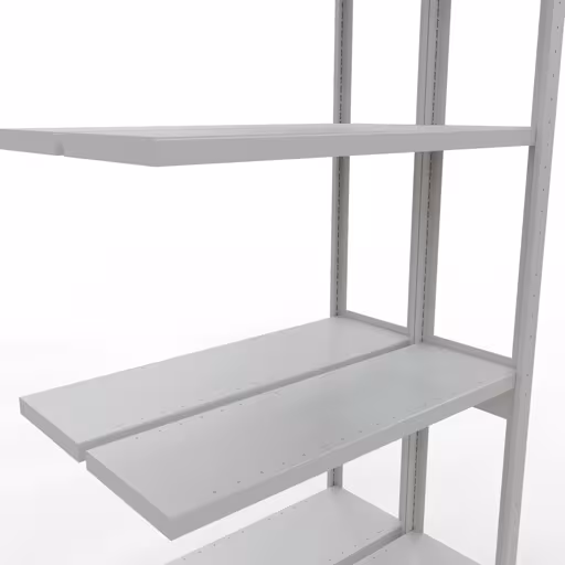 Aanbouwrekken, dubbele rekken, rekkensysteem MULTIplus250, 3000 x 1000 x (2x300) mm (HxBxD), 2x7 planken, lengtestangen, RAL 7035 lichtgrijs uit de categorie dubbele rekken met de GTIN 4058255035700 Aanbouwrekken, dubbele rekken, rekkensysteem MULTIplus250, 3000 x 1000 x (2x300) mm, 2x7 planken, lengtestangen, RAL 7035 lichtgrijs van Schulte Lagertechnik uit het rekkenprogramma