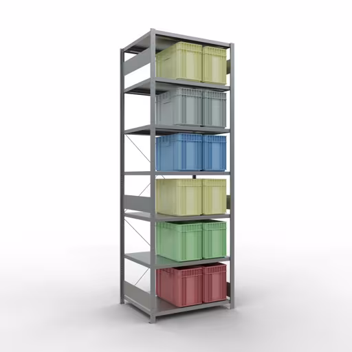 Basisplank, legbord, insteeksysteem MULTIplus250, 3000 x 1000 x 800 mm, 7 legborden, kruisschoor, verzinkt van Schulte Lagertechnik uit het assortiment insteeksysteem