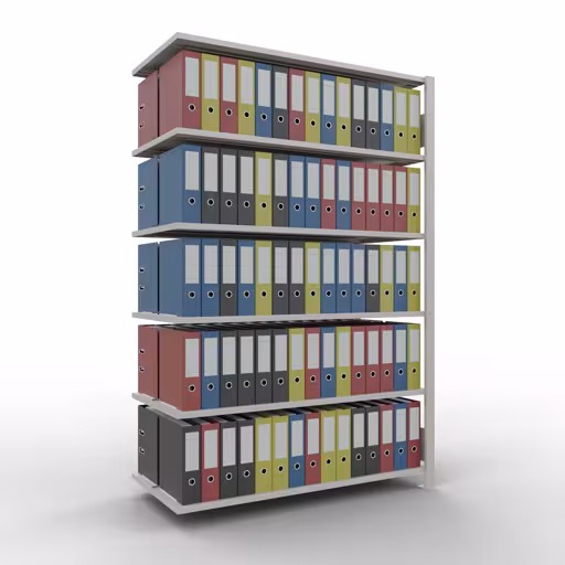 Figuur nr. 14 van het artikel aanbouwrekken, kantoorrekken, insteeksysteem MULTIplus150, 2000 x 1300 x 600 mm, 6 legborden, met middenaanslag, lichtgrijs uit de productgroep kantoorrekken van het merk Schulte Lagertechnik