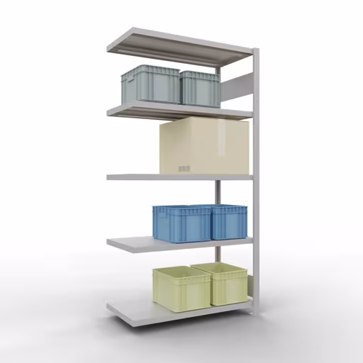 Figuur nr. 12 van het artikel aanbouwrekken, legbordstellingen, insteeksysteem MULTIplus250, 2000 x 1000 x 500 mm, 5 legborden, lengtestangen, RAL 7035 lichtgrijs uit de productgroep insteeksysteem van Schulte Lagertechnik